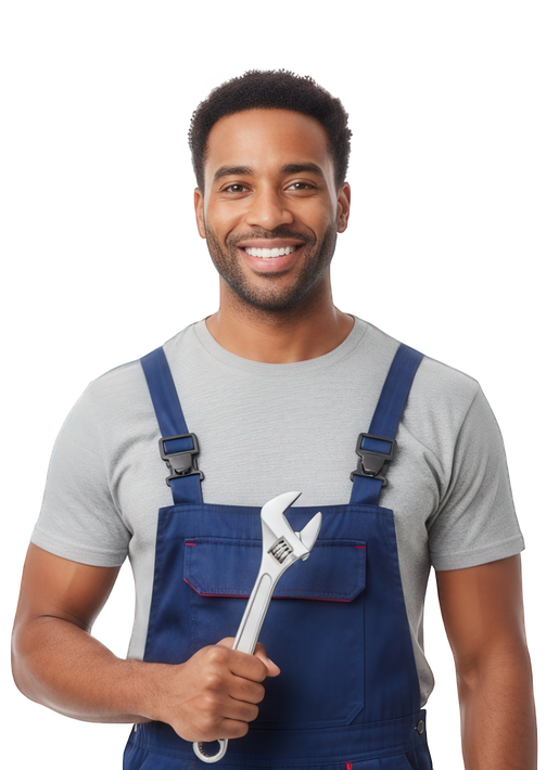 Technicien avec une clé dans la main