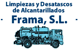 A drawing of a truck with the words limpiezas y desatascos de alcantarillados frama s.l.