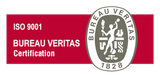 Un logotipo rojo y blanco para la certificación Bureau Veritas.