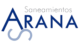 A blue and white logo for saneamientos arana
