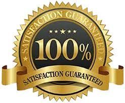 Un sello de satisfacción 100% garantizada con una cinta dorada.