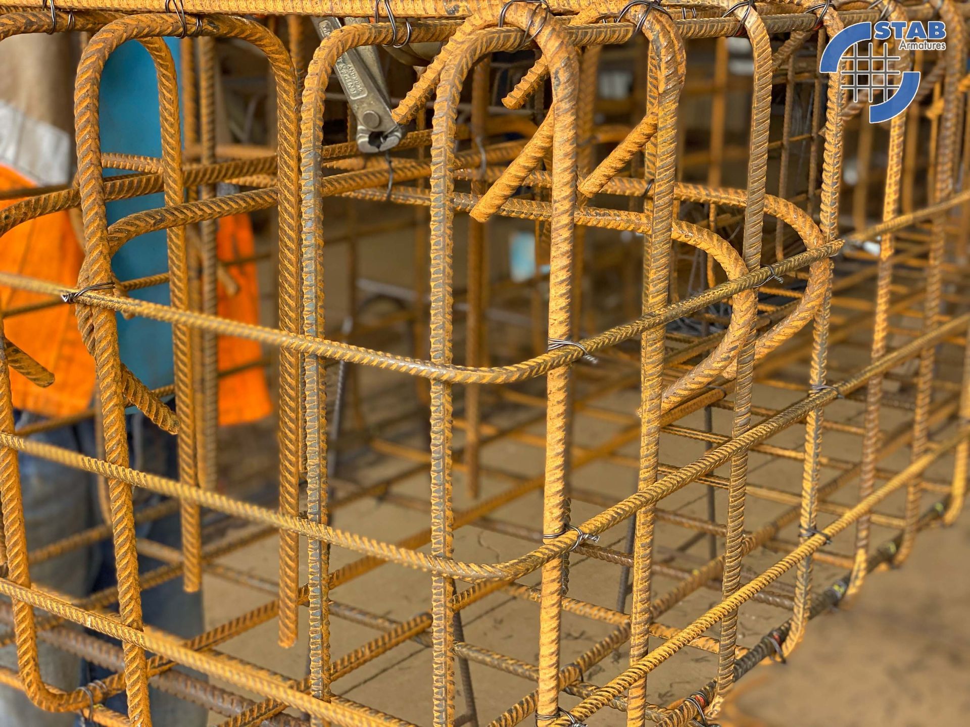 Vue zoomée d'armature en acier