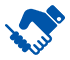 Icono azul de dos manos estrechándose, que simboliza acuerdo o asociación.