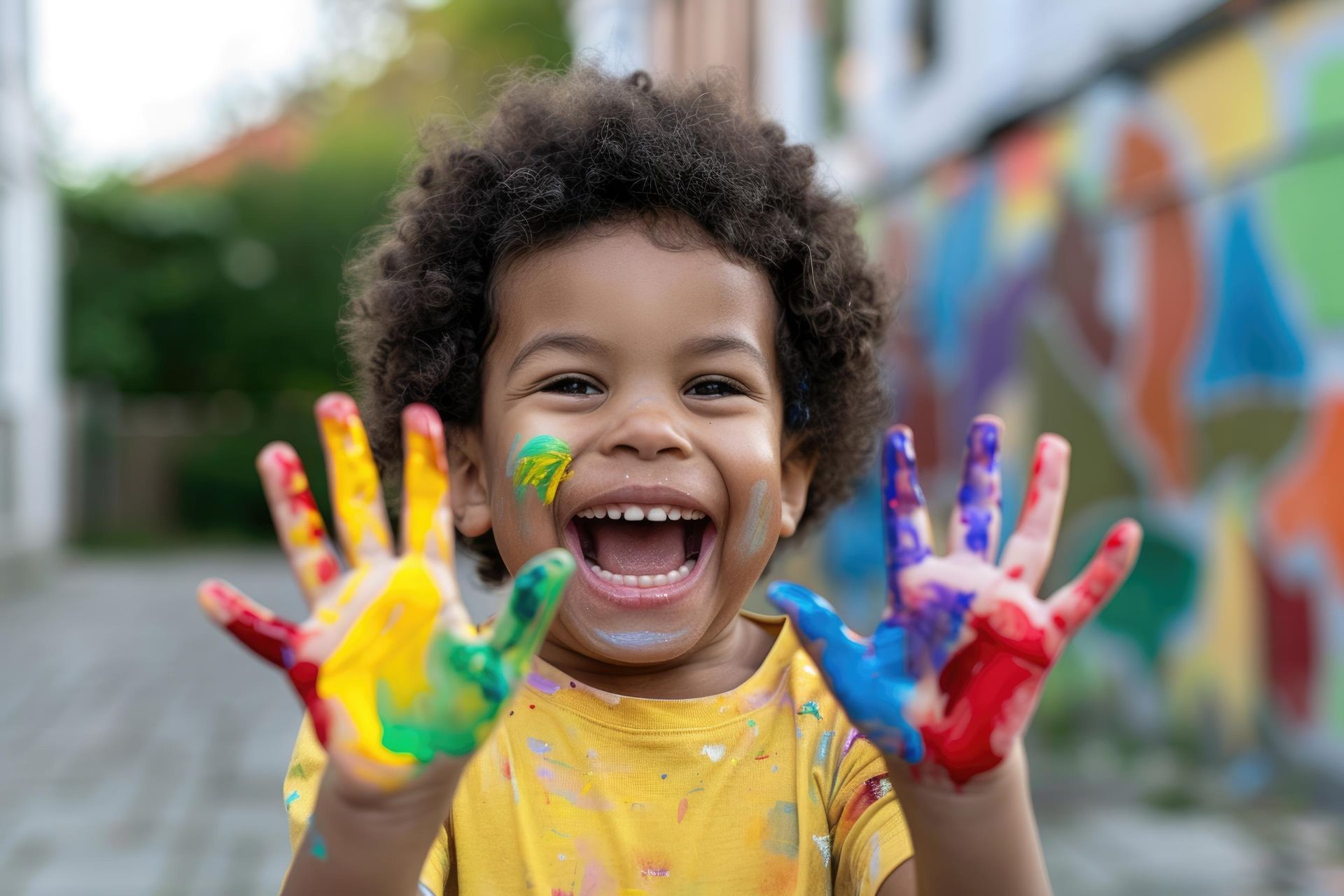 Kinder rennen auf Wiese gegen den Sonnenschein