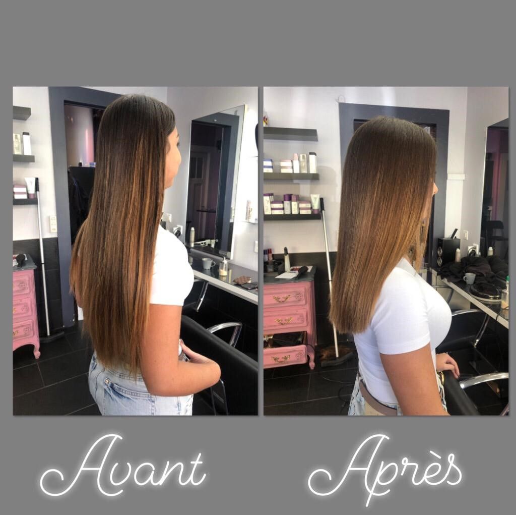 Avant - après coupe et lissage - SD Coiffure