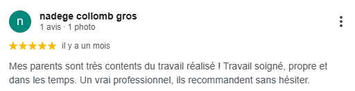 Avis client Google déposé par nadege collomb gros
