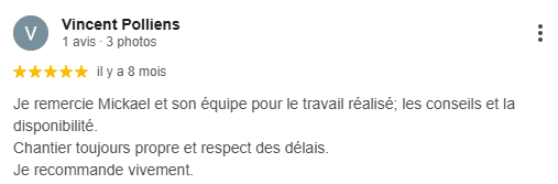 Avis client Google déposé par vincent Polliens