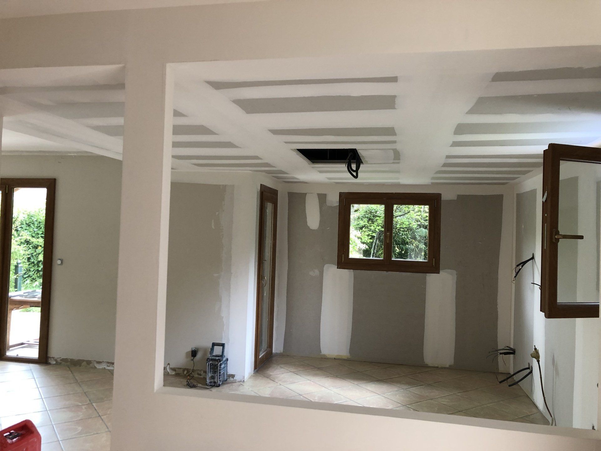 Travaux de plâtrerie, pose de plaques de plâtre