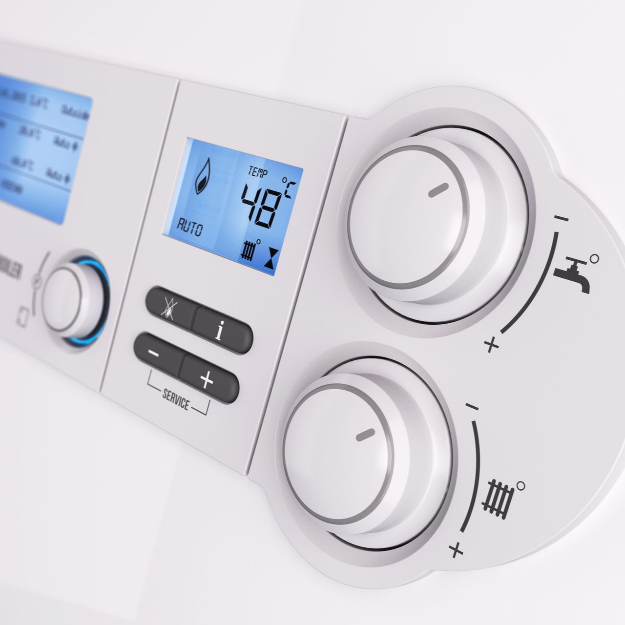 Panneau de contrôle d'une chaudière à gaz.