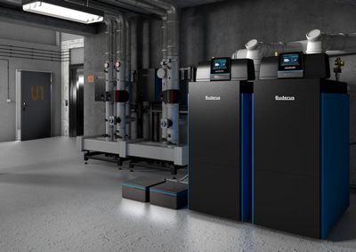 Gastherme von Buderus in einem Keller