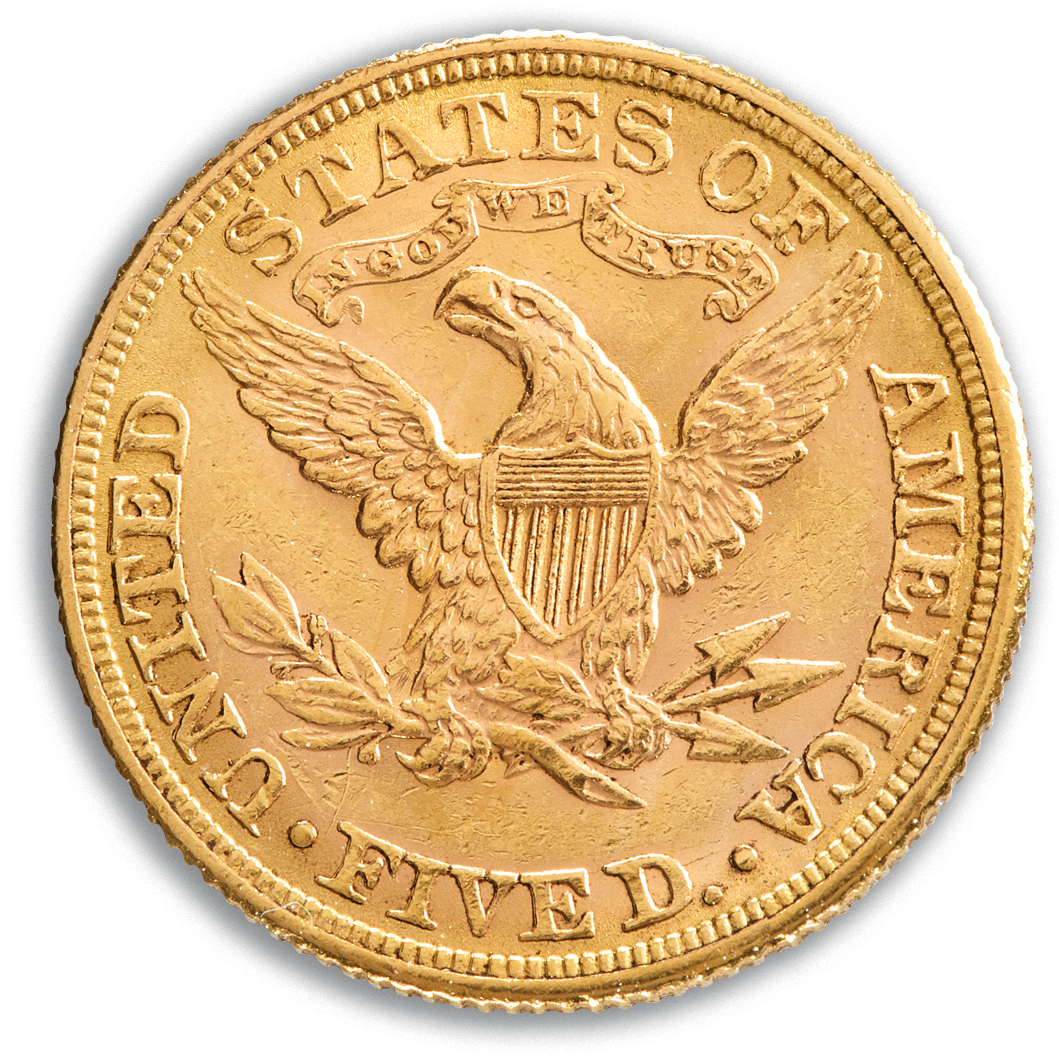 Un aigle sur une pièce en or.