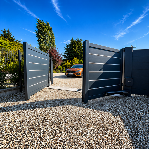 Portail battant gris anthracite