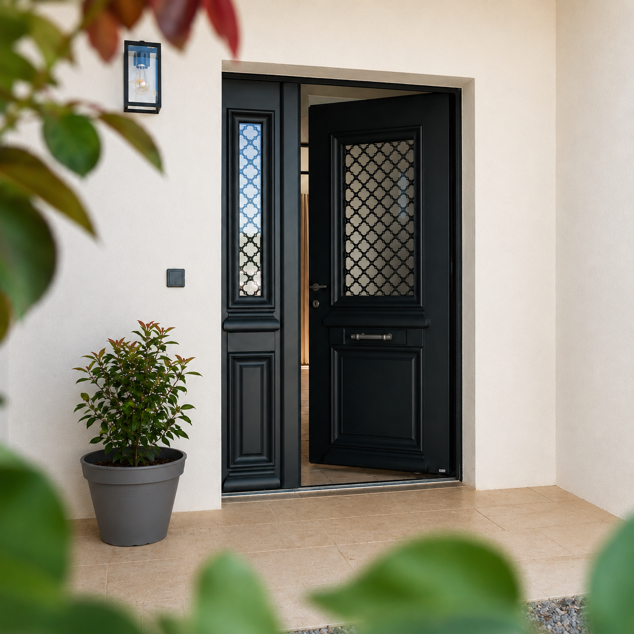 Porte d'entrée gris anthracite pour un bien immobilier d'Issoudun