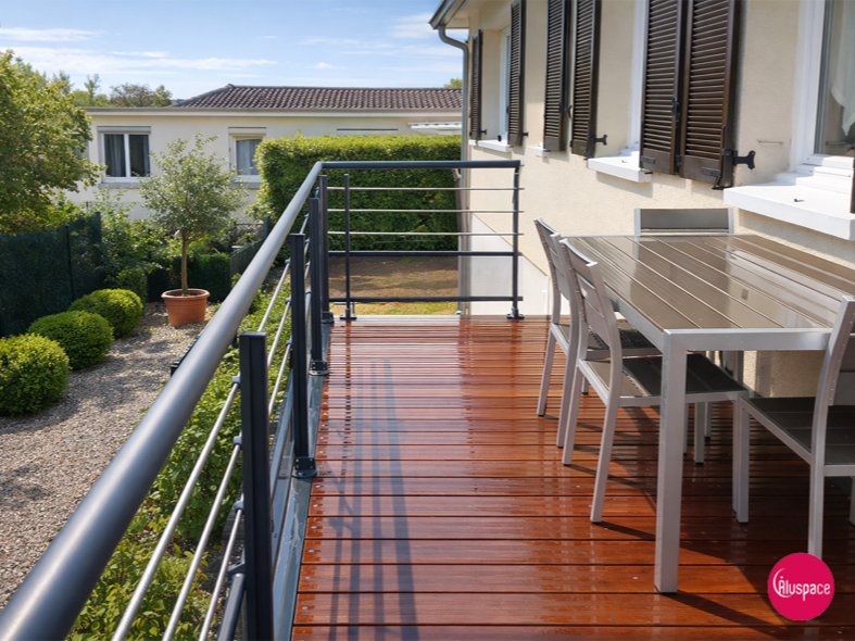 Garde-corps installé sur une terrasse suspendue
