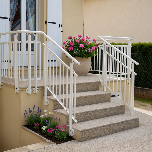 Garde-corps installé sur un escalier extérieur