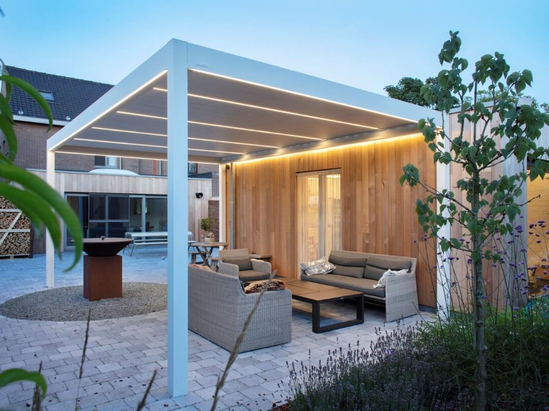 Pergolas blanche avec système d'éclairage