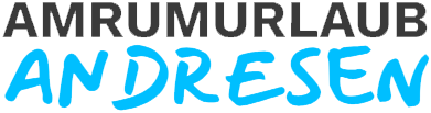 Ein blau-schwarzes Logo für Amrumurlaub Andresen