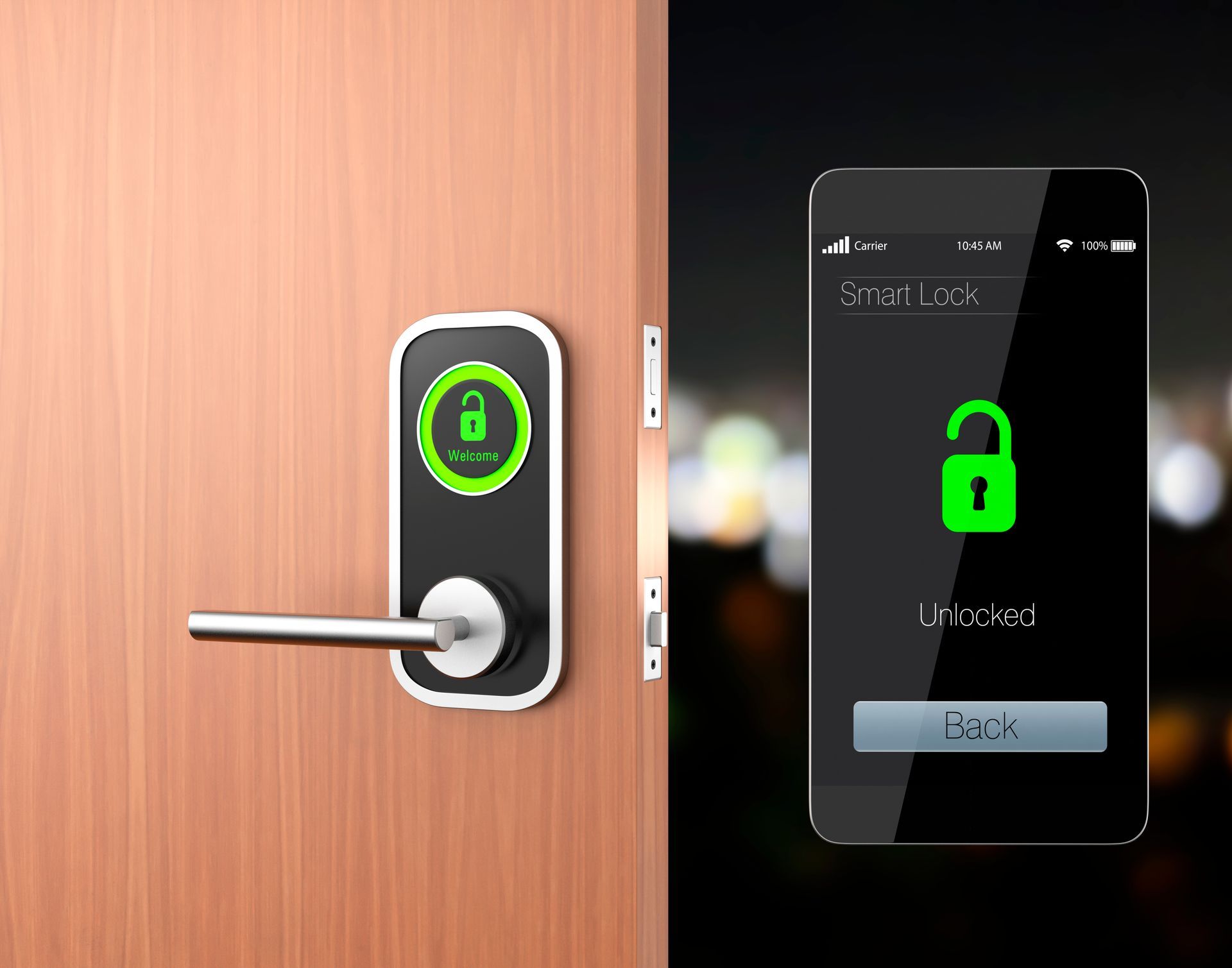 Tür mit Smart Lock Schloss