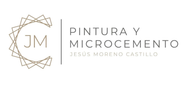 Logotipo de "Pintura y Microcemento". Presenta "JM" dentro de una figura geométrica, con texto a la derecha.
