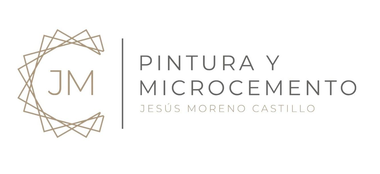 Logotipo de "Pintura y Microcemento". Presenta "JM" dentro de una figura geom&eacute;trica, con texto a la derecha.
