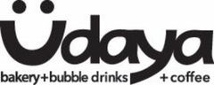 Logotipo en blanco y negro para Udaya bakery, bubble drinks y café