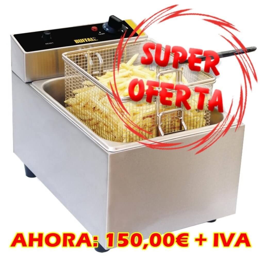 Una foto de una freidora que dice super oferta