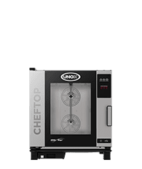 Se muestra un horno de convección Cheftop sobre un fondo blanco.