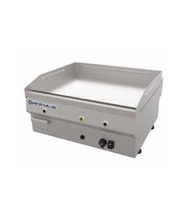 Una plancha de acero inoxidable sobre un fondo blanco.