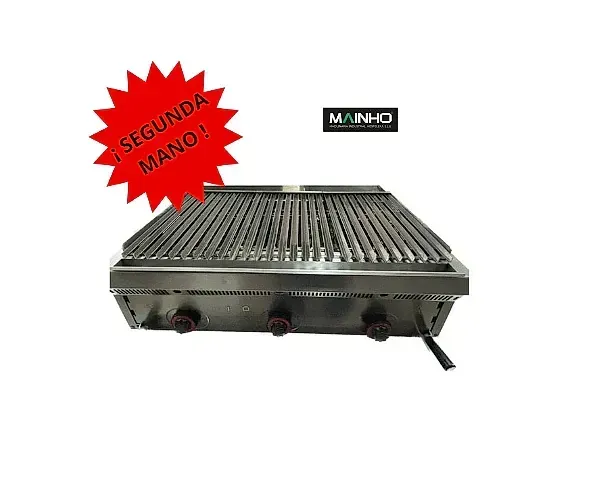 Una parrilla de acero inoxidable con una estrella roja que dice segunda mano