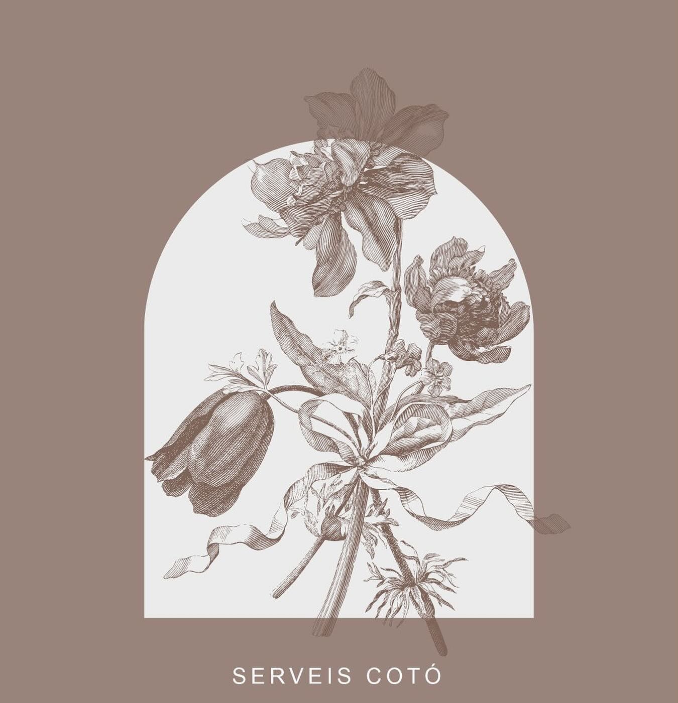 Un dibujo de flores con la palabra servis coto en la parte inferior.