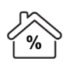 Haus mit Prozentzeichen Icon