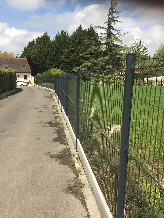 Descente de garage avec clôture en grillage