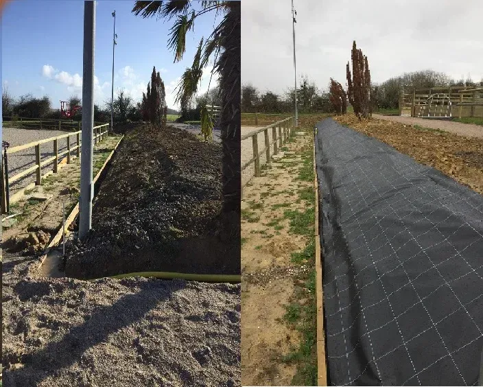 Avant et après la pose de la bâche noire