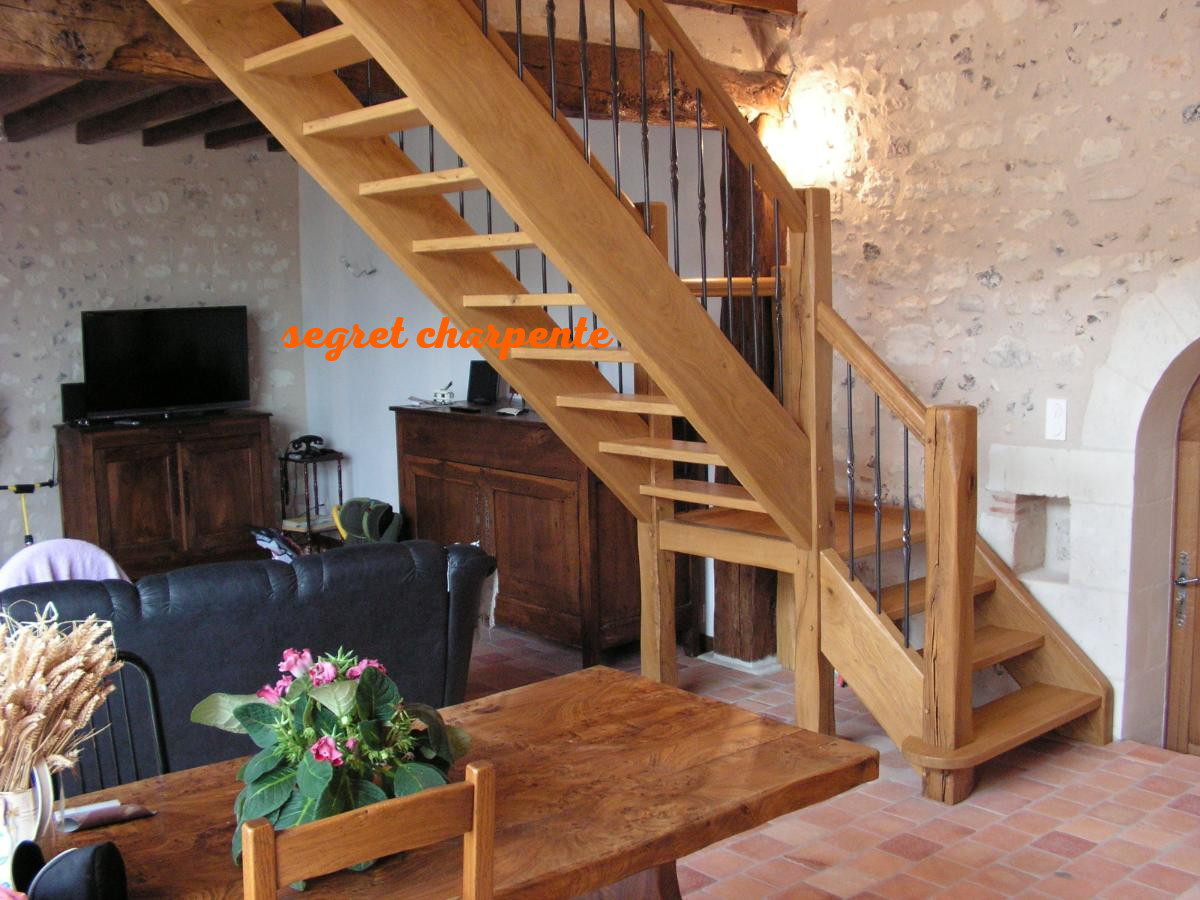 Escalier en chêne à palier