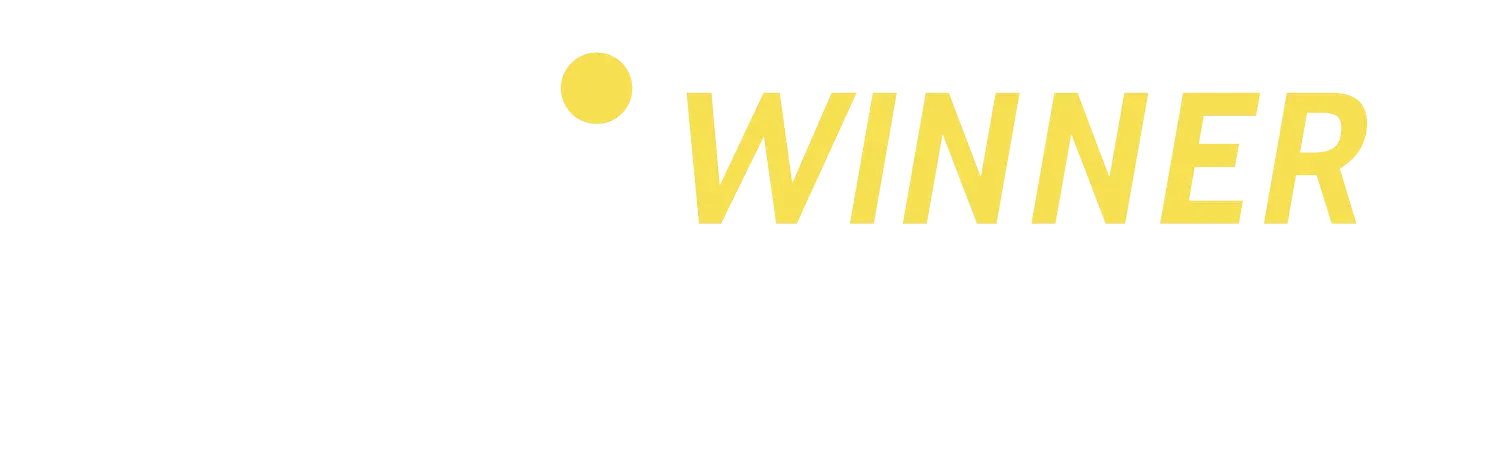 La palabra ganador está escrita en amarillo sobre un fondo blanco.