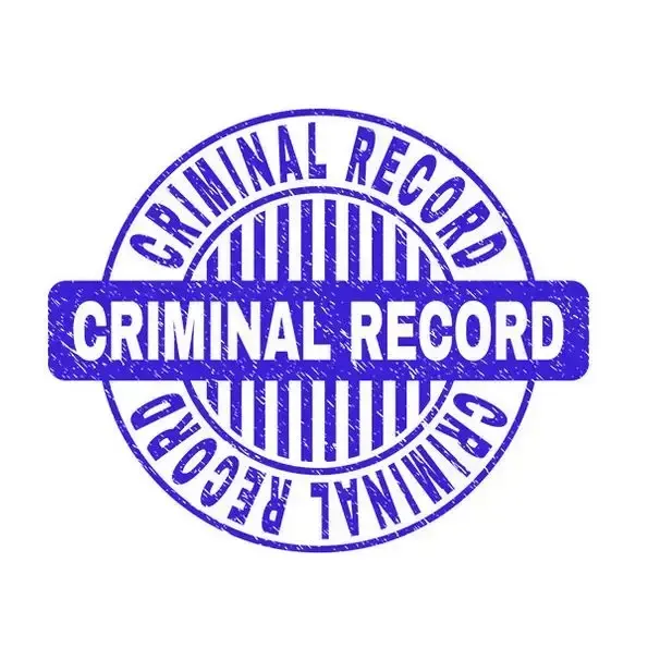 Un sello azul que dice antecedentes penales.