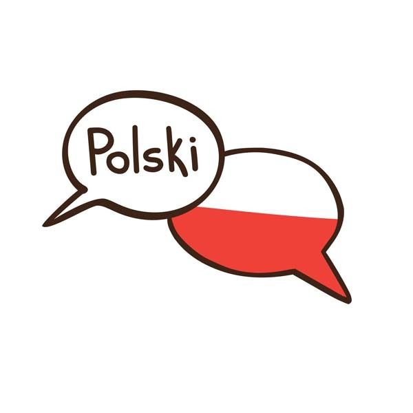 Un bocadillo de diálogo con la palabra polski en él