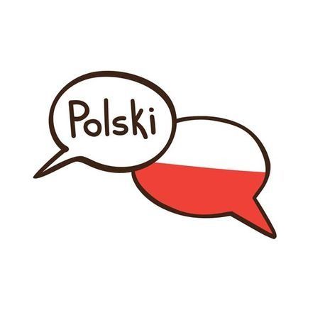 Un bocadillo de diálogo con la palabra polski en él.
