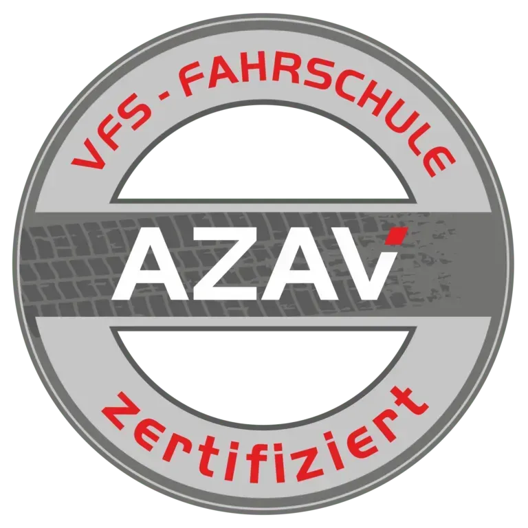 VFS-Fahrschule AZAV zertifiziert round gray and red certification logo