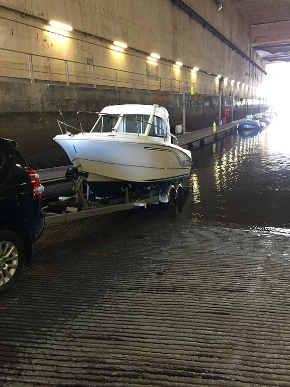 Sortie de l'eau d'un bateau