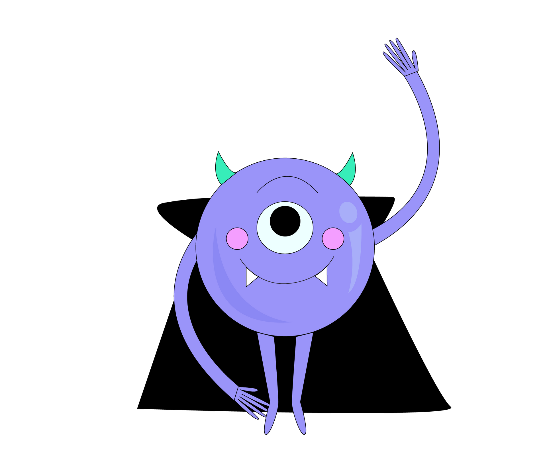 Monstruo cíclope morado con pequeños cuernos y una capa ondeando.