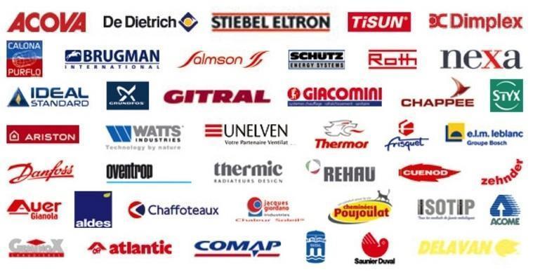 Multiples lofos de marques de chauffage