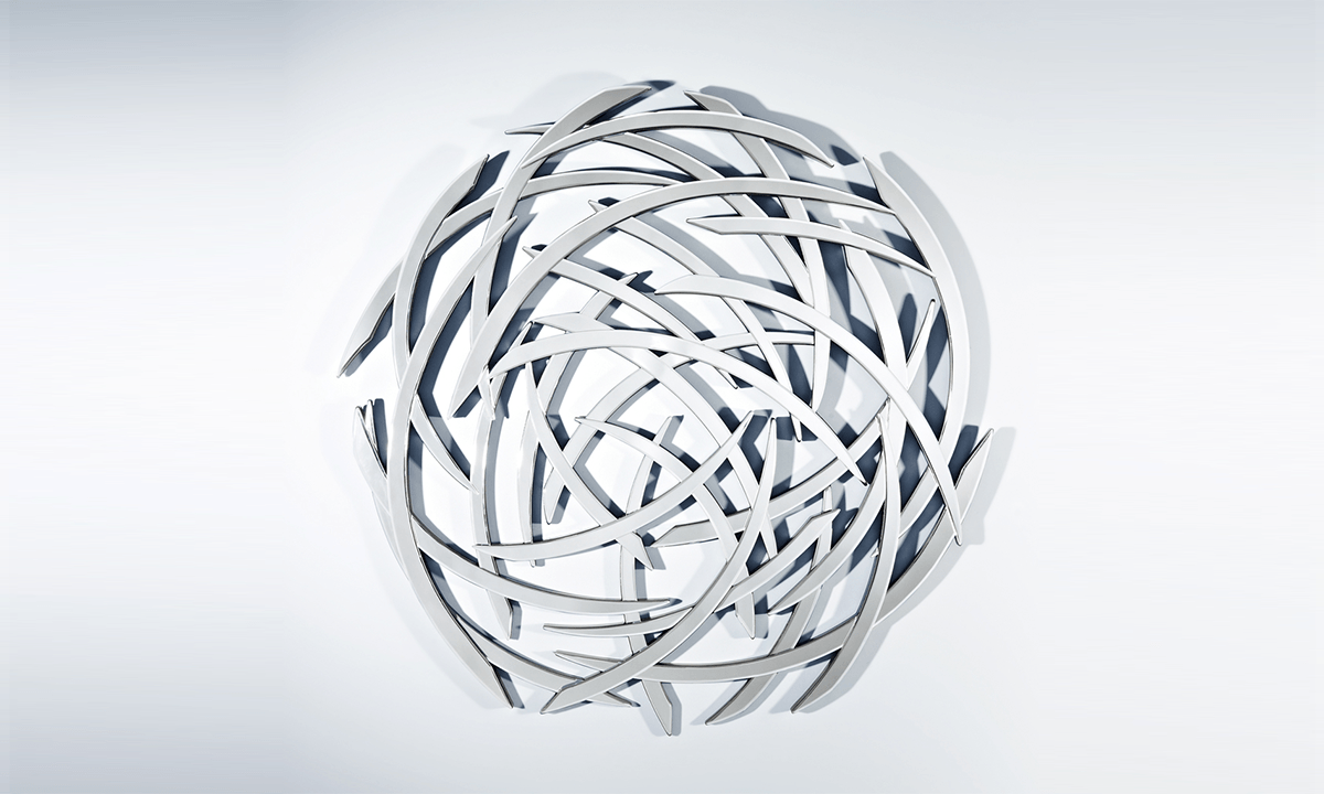 Miroir original avec différentes bandes créant un oval