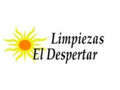 Logotipo para el servicio de limpieza "Limpiezas El Despertar" con un sol amarillo y naranja.