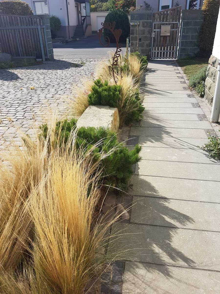 ein Gehweg mit Gras und Bäumen entlang der Seite - Traumgärten Benjamin Biermeyer aus Soest