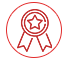 Una cinta roja con una estrella en el medio en un círculo.