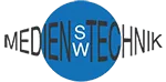 Ein blauer Kreis mit dem Wort „Medientechnik“ darin.