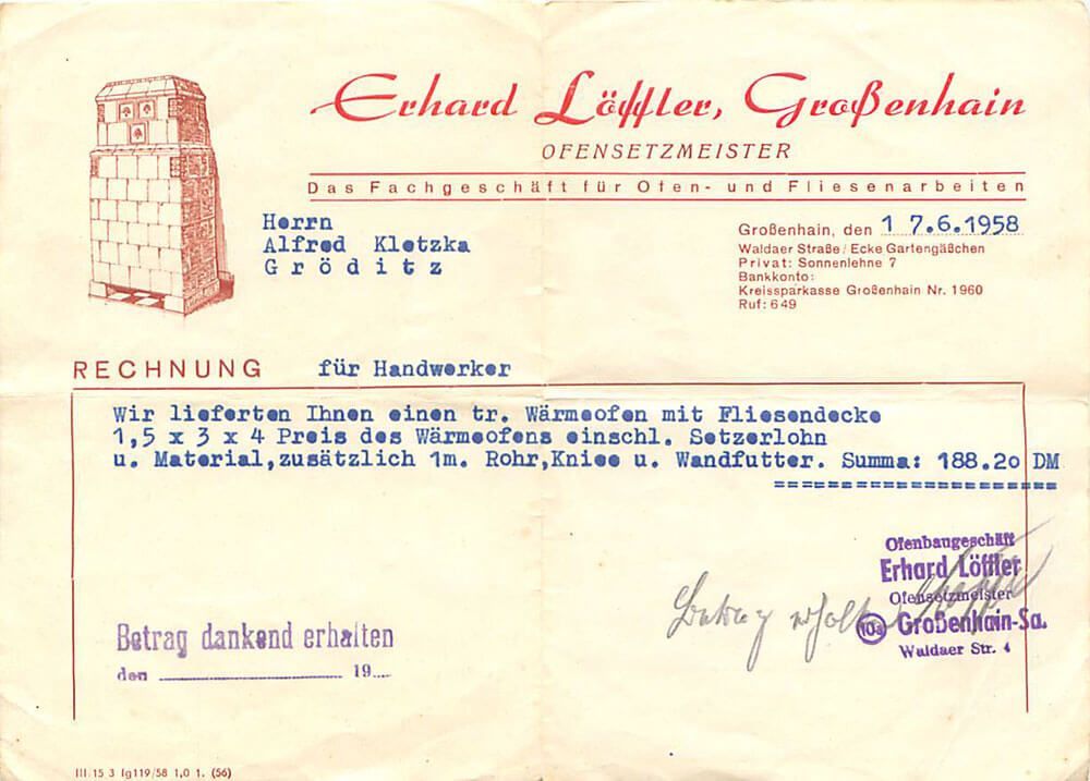 Andreas Löffler GmbH Historische Rechnung