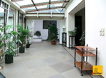 Ein Raum mit vielen Topfpflanzen auf dem Boden