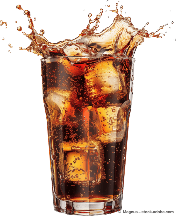 Cola-Soda mit Eis im Glas